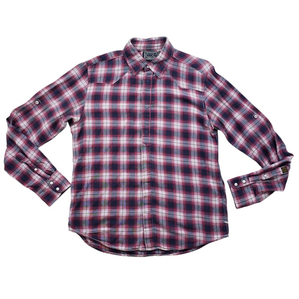 Scotch & Soda Shirt Mens Large Pearl Snap Button Down Long Sleeve Plaid Collared